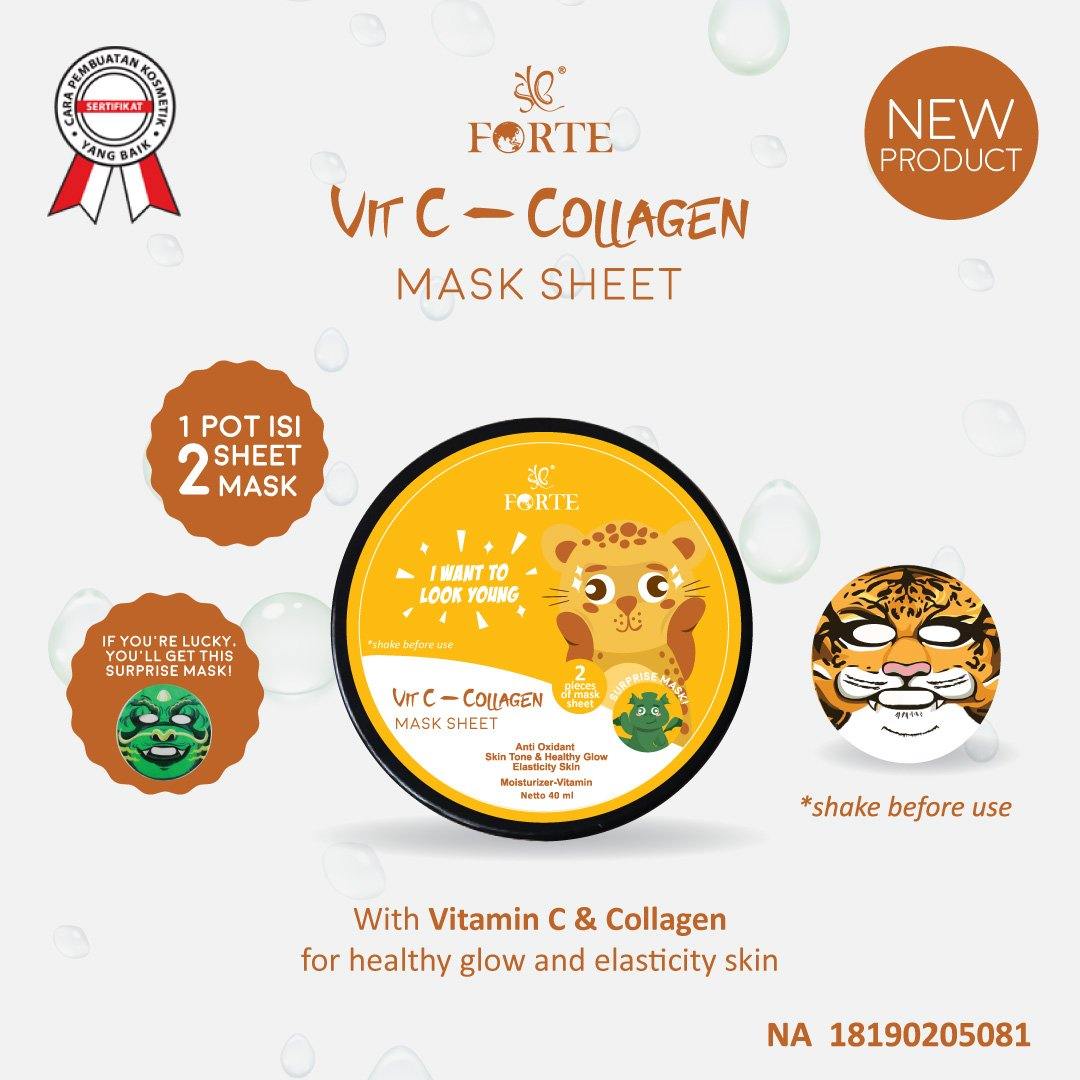 MASKER ANIMAL-VIT C-COLLAGEN SHEET MASK GAMBAR HEWAN/POT ISI2 (KUNING) - SYBofficial