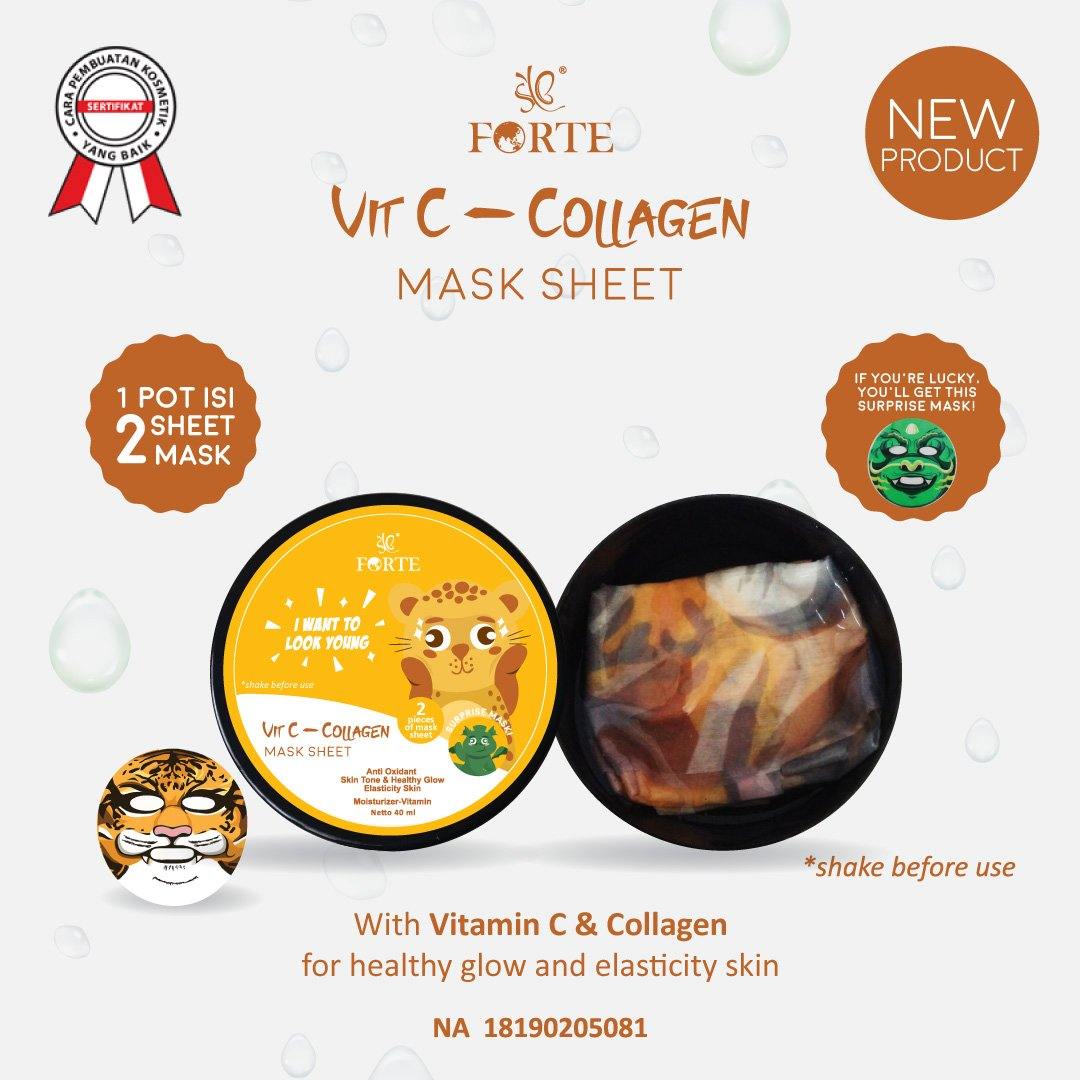 MASKER ANIMAL-VIT C-COLLAGEN SHEET MASK GAMBAR HEWAN/POT ISI2 (KUNING) - SYBofficial