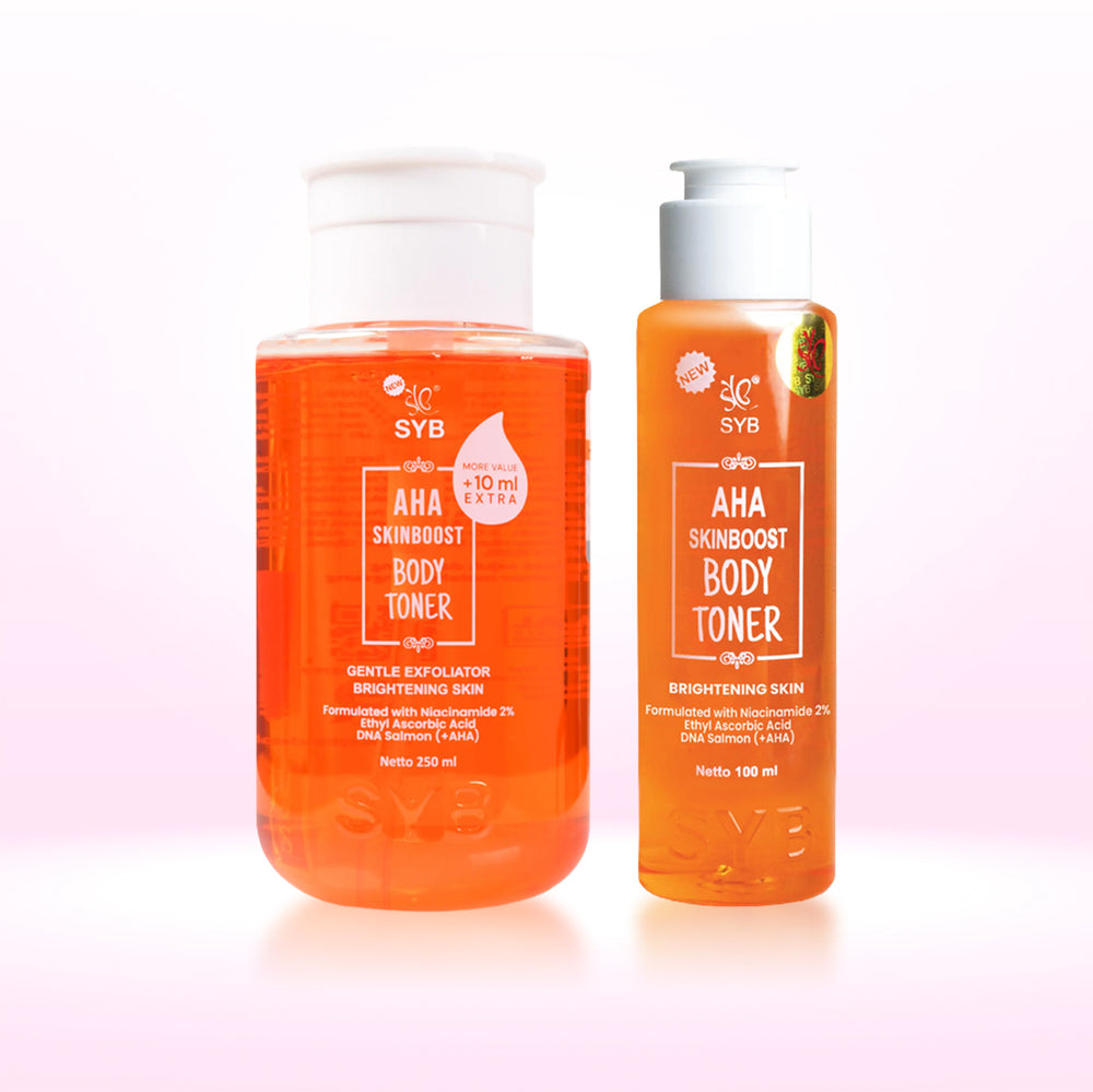 Bundling Toner Badan【NETTO 250ML】 - Body Toner 250ml + Body Toner 100ml untuk Mencerahkan & Mengangkat Sel Kulit Mati - AHA Body Toner 250ml + AHA Body Toner 100ml