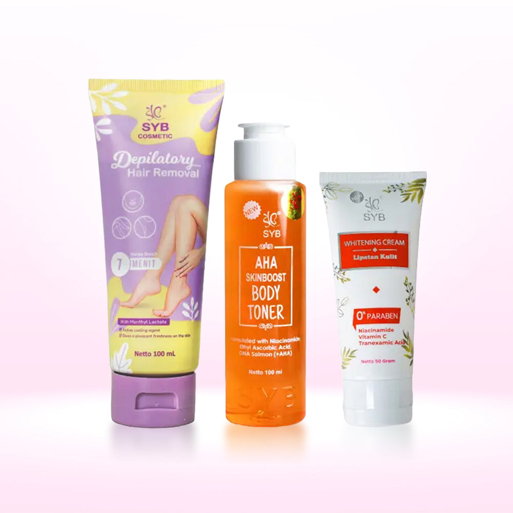 NEW SYB Special Bundling 3in1 - Paket Perawatan Kulit Mulus & Cerah - PEELING ALOE+AHA TONER+MECCA 2IN1