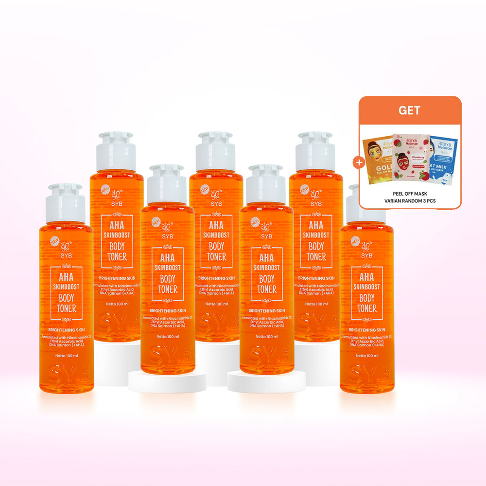 [SYB Special Bundling Buy 7 get 10] - SYB FORTE TONER BADAN with DNA SALMON + Glycolic Acid *7pcs Toner Badan+ 3 Pcs Peel Off Mask Sachet Random* - 7 PCS AHA TONER