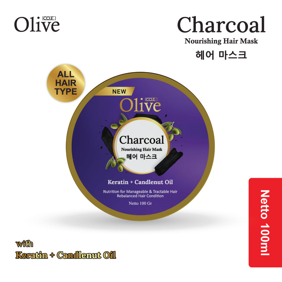 NEW COE OLIVE Charcoal Nourishing Hair Mask (Keratin + Candlenut oil)