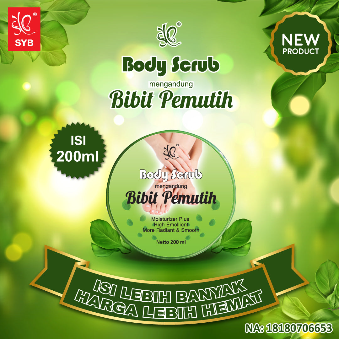 SYB BODY SCRUB BIBIT PEMUTIH 200 ML - UKURAN BESAR LEBIH HEMAT 15% - SYBofficial