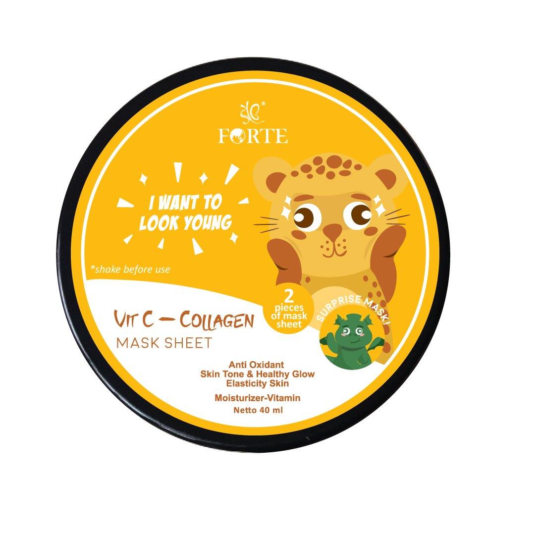 MASKER ANIMAL-VIT C-COLLAGEN SHEET MASK GAMBAR HEWAN/POT ISI2 (KUNING) - SYBofficial