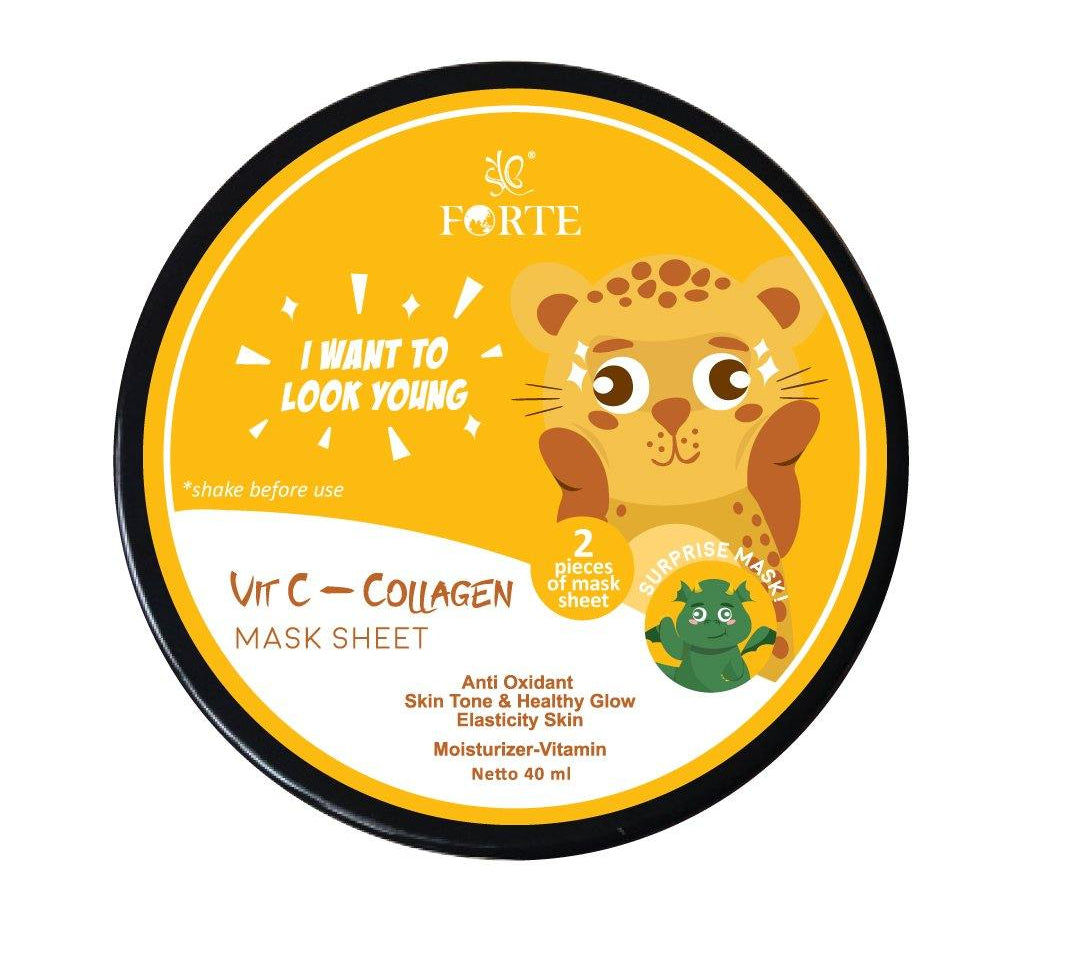 MASKER ANIMAL-VIT C-COLLAGEN SHEET MASK GAMBAR HEWAN/POT ISI2 (KUNING) - SYBofficial
