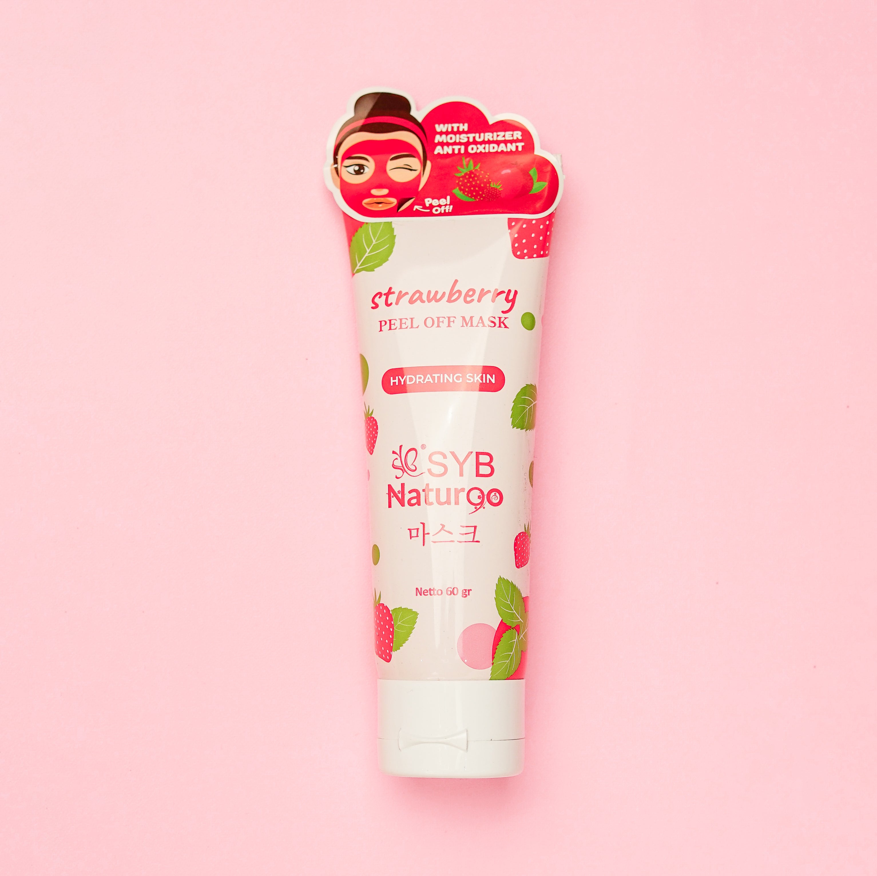 SYB NATUR 90 STRAWBERRY PEEL OFF MASK HYDRATING SKIN TUBE - SYBofficial