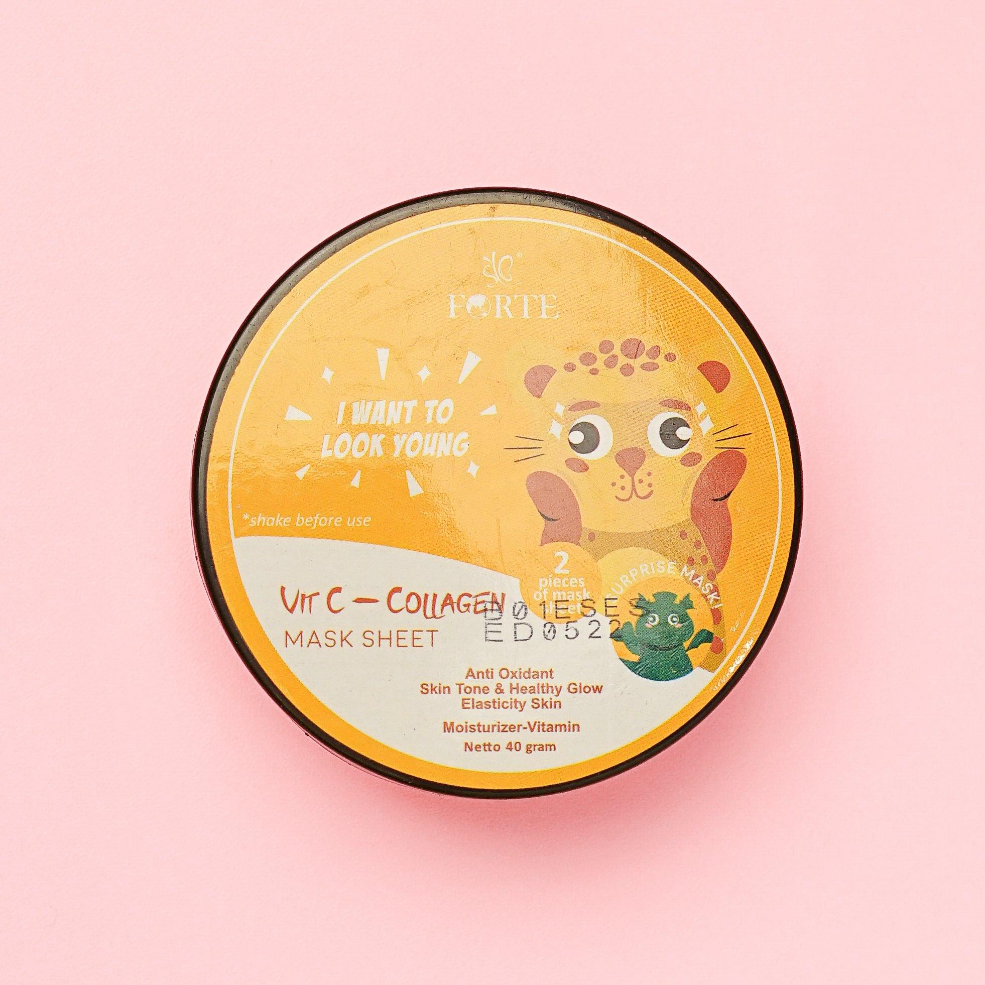 MASKER ANIMAL-VIT C-COLLAGEN SHEET MASK GAMBAR HEWAN/POT ISI2 (KUNING) - SYBofficial
